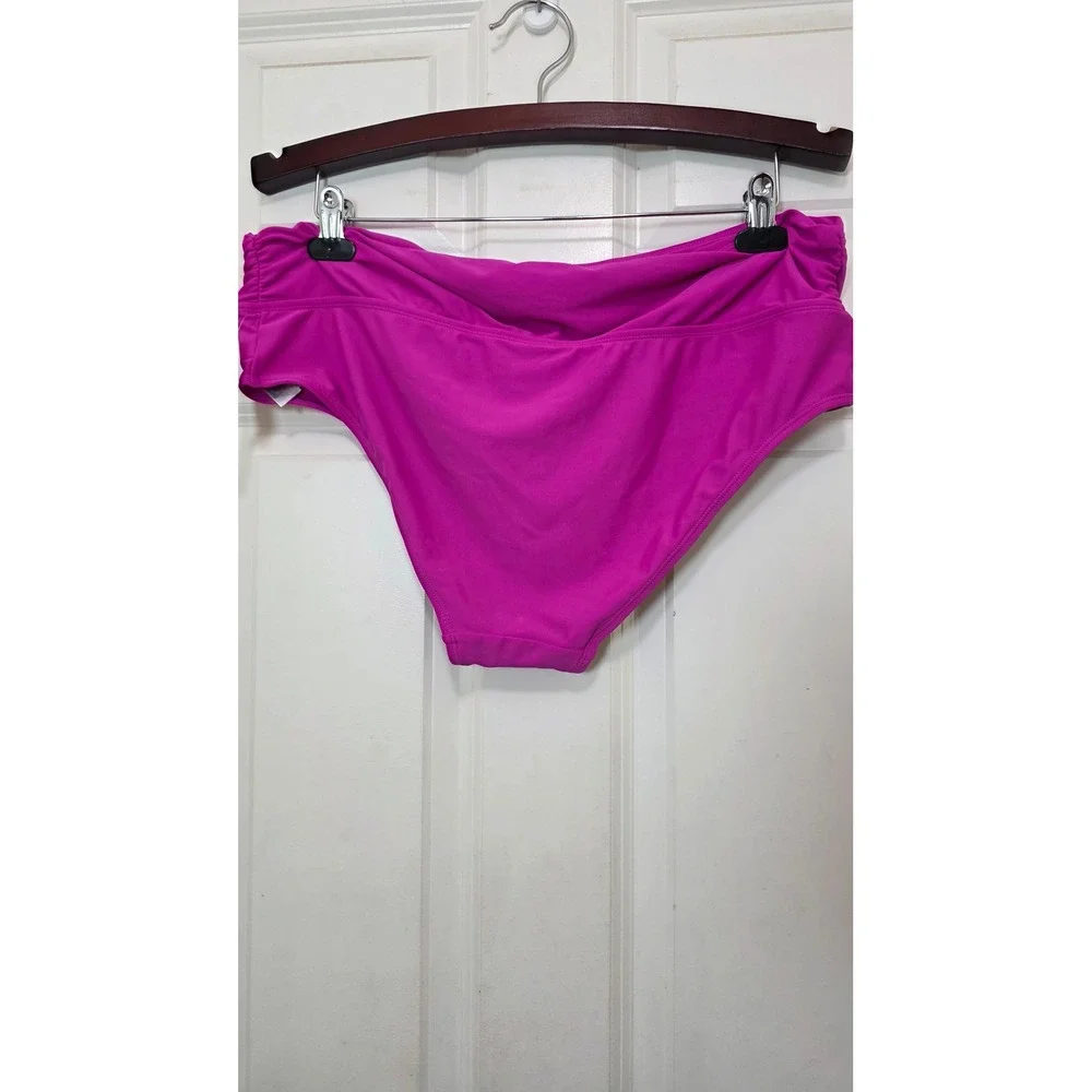 NEW‎ Old Navy Bikini Bottom Womens Large Pink High Waisted Swim Ruched New - Picture 3 of 6